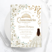 Ivory Cream White Watercolor Blommigt Quinceanera