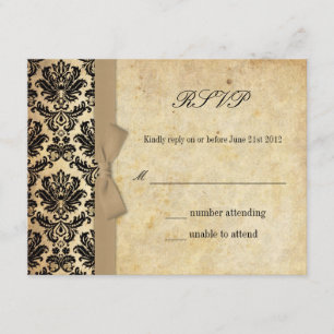 Ivory Damask Bow Bröllop OSA Kort