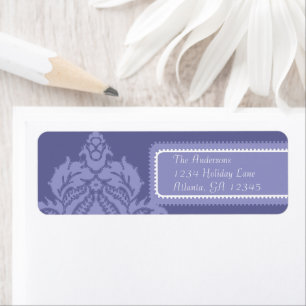 Ivory Damask Lilac Eggplant Returadress Etikett