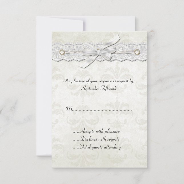 Ivory Damask Wedding OSA kort (Framsida)