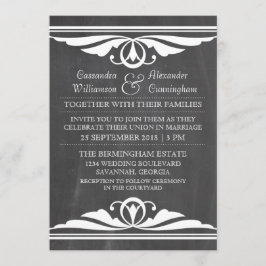 Ivory Deco Chalkboard bröllopsinbjudan Inbjudningar