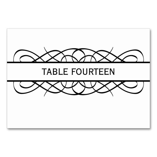 Ivory Deco Flourish Bord Card Bordsnummer (Framsidan)