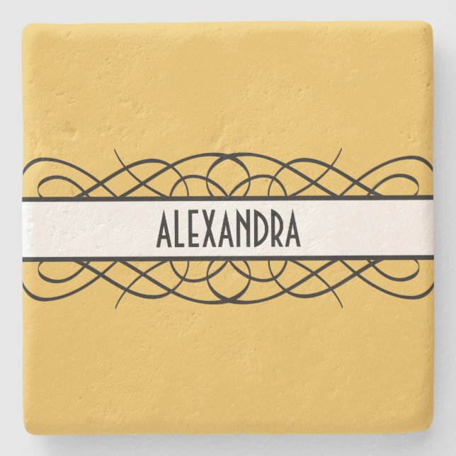 Ivory Deco Flourish Stone Underlägg (Framsidan)