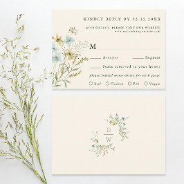 Ivory Delicate WildblommModern Boho Bröllop OSA Kort