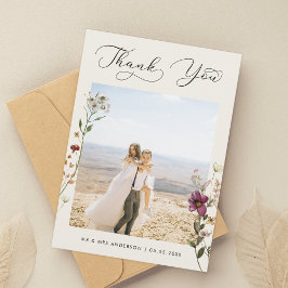 Ivory Delicate WildblommPhoto Bröllop Tack Kort