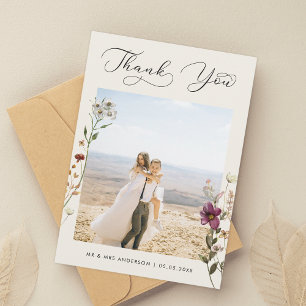 Ivory Delicate WildblommPhoto Bröllop Tack Kort