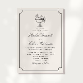 Ivory Double Frame Fruit Bowl Wedding Invitation Meddelande