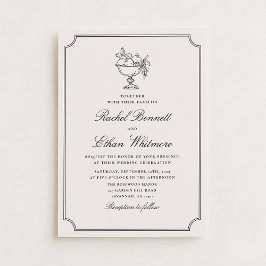 Ivory Double Frame Fruit Bowl Wedding Invitation Meddelande