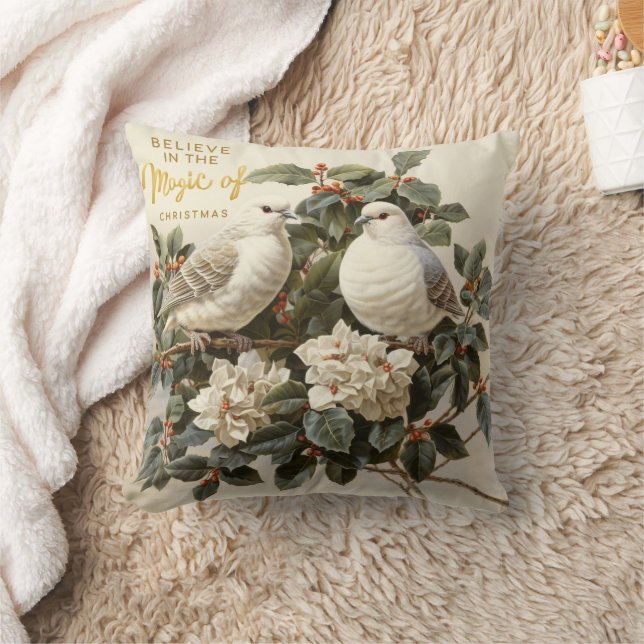Ivory Doves jul Holly Magic Kudde (Filt)
