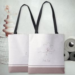 Ivory Dusty Rose Floral Line Art Minimalist Zen Tygkasse