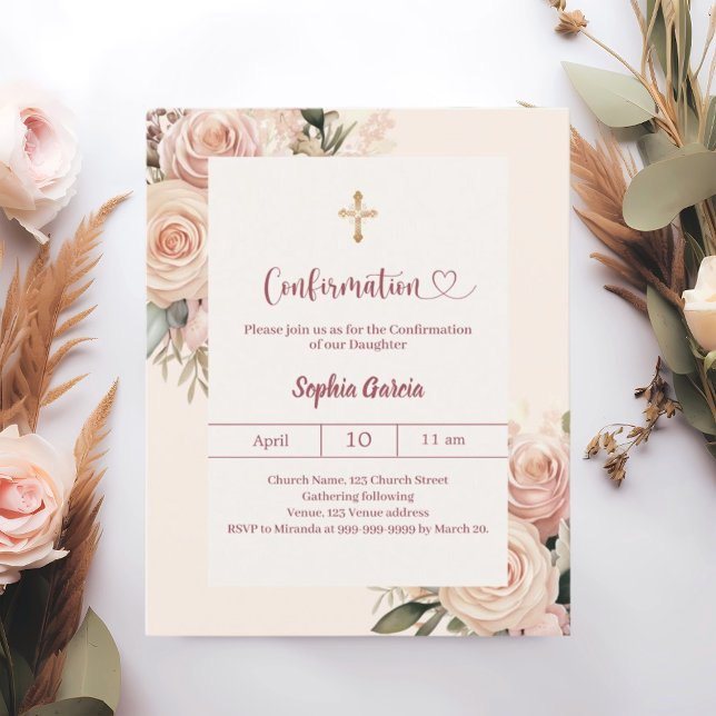 Ivory dusty rose florals Confirmation information (Skapare uppladdad)