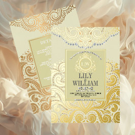 Ivory Elegant Artdeco Diamond Monogram Bröllop