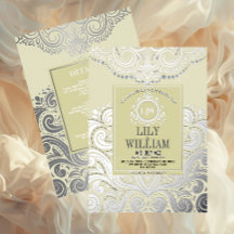 Ivory Elegant Artdeco Diamond Monogram Bröllop