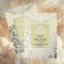 Ivory Elegant Artdeco Diamond Monogram Bröllop