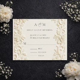 Ivory Elegant Baroque Wedding Response Card OSA Kort