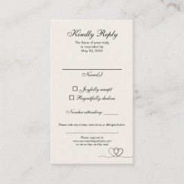 Ivory Elegant Chic Calligraphy Wedding RSVP Card Visitkort