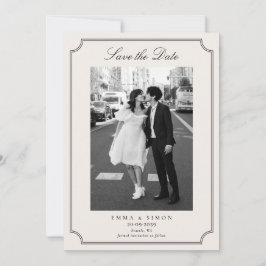 Ivory Elegant Frame Photo Save the Date Tack Kort