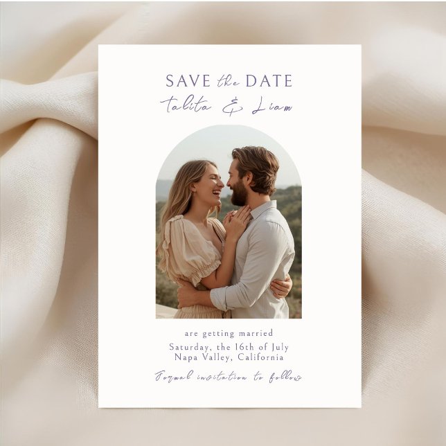 Ivory | Elegant Script Arch Wedding Save the Date (Skapare uppladdad)
