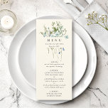 Ivory Elegant Watercolor Wildblomme Bröllop Menu Meny<br><div class="desc">Den här elegant bröllop-menyn har vackra,  handmålade,  vildblommor som ordnats som en bukett,  perfekt för vår,  sommar eller fallbröllop. Om du vill ha en mer avancerad anpassning av den här designen klickar du på BLUE DESIGN VERKTYG ovan! Matchande objekt är också tillgängliga.</div>