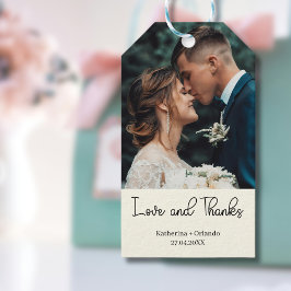 Ivory Elegant Wedding Love and Thanks Photo Presentetikett