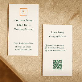 Ivory emerald green modern corporate logo visitkort