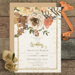 Ivory Fall Blommigt Bouquet med inbjudan Guld<br><div class="desc">Fall är en vacker tid för ett bröllop, och färg på inbjudan visar det. Mjuka jordtoner av rost, brun, brun och grädda med jordad grönt plöjs ned med ett faux guld glitter gräns. Den här inbjudan, som ingår i Blommigten Bouquet bröllopssviten med kort som skapats av blott Farmhouse Press, är...</div>