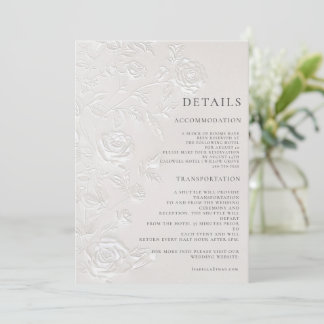 Ivory Faux Blind Embossed Arch Wedding Details Inbjudningar
