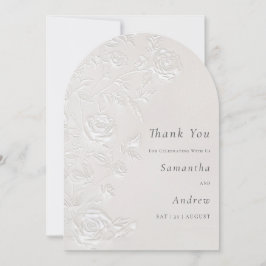 Ivory Faux Blind Embossed Arch Wedding Thank You Inbjudningar