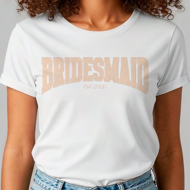 Ivory Faux Lace BRIDESMAID Bachelorette T Shirt (Personalize with names, dates, locations or events)