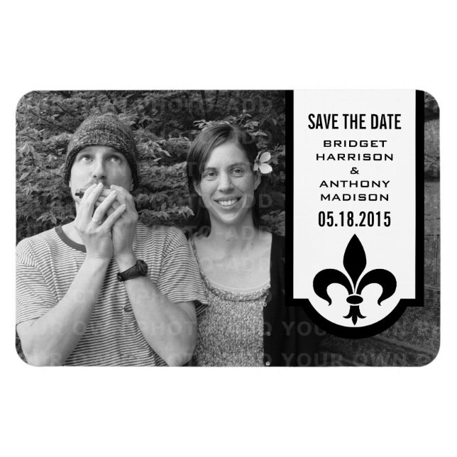 Ivory Fleur De Lis Banner Spara datum magneter (Horisontell)