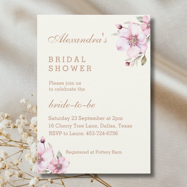 Ivory Floral Dusty Pink Roses Bridal Shower Inbjudningar (Skapare uppladdad)