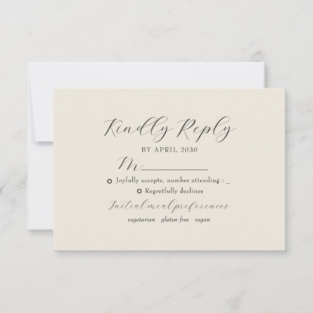 Ivory Floral Monogram Wedding OSA Kort (Framsida)