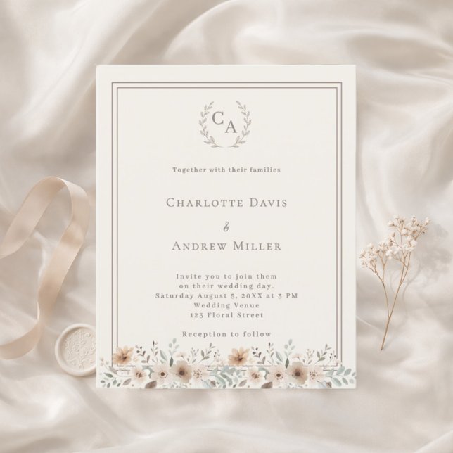 Ivory floral monogrammed wreath wedding  (Skapare uppladdad)