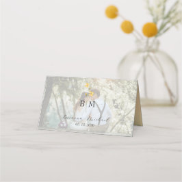 Ivory Floral Photo Wedding Placeringskort