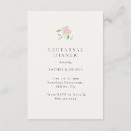Ivory| Floral Rose Wedding Rehearsal Dinner Card OSA Kort