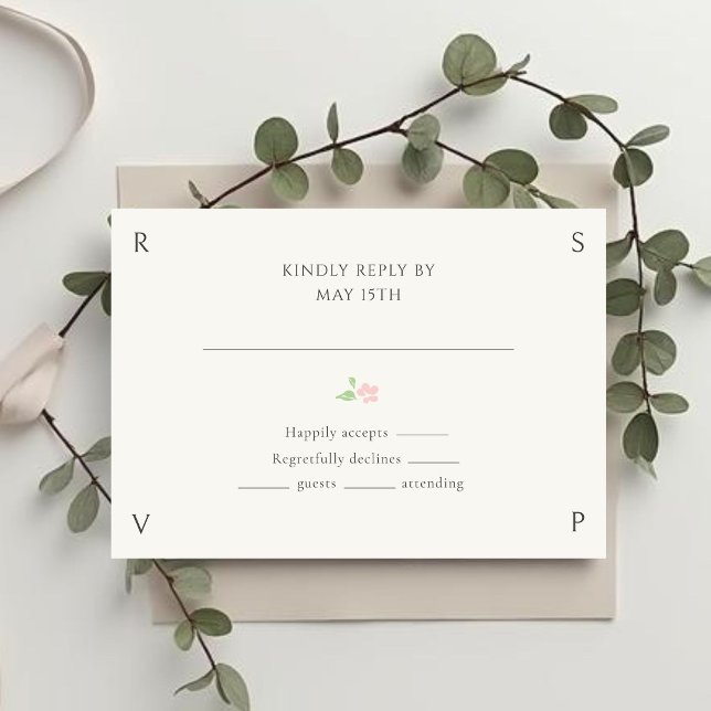 Ivory Floral Rose Wedding RSVP  OSA Kort (Skapare uppladdad)