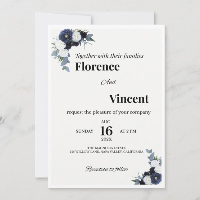 Ivory Floral Wedding Invitation Inbjudningar (Framsida)