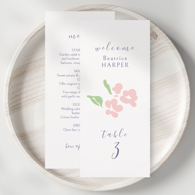Ivory | Floral Wedding Table number Combo Flat  Meny (Skapare uppladdad)