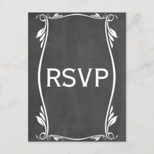 Ivory Flourish Chalkboard OSA Postcard Inbjudan Vykort