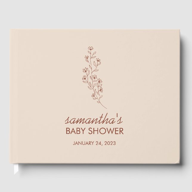 Ivory Flower Fall Save Date for Baby Gästböcker (Framsida)