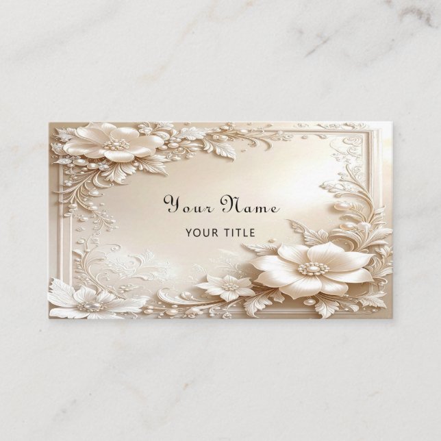 Ivory Flowers Business Card Visitkort (Framsida)