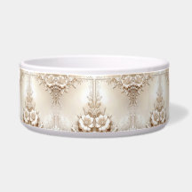 Ivory Flowers Ceramic Pet Bowl