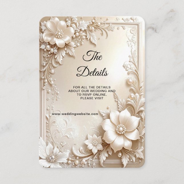 Ivory Flowers Detail Enclosure Tilläggskort (Framsida)