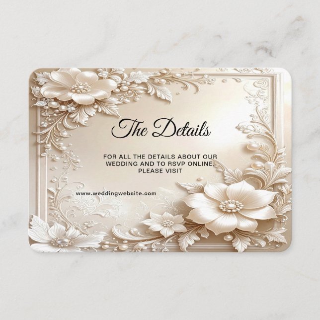 Ivory Flowers Detail Tilläggskort (Framsida)