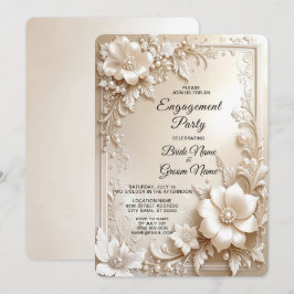 Ivory Flowers Engagement Invitation Inbjudningar