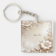 Ivory Flowers Keychain