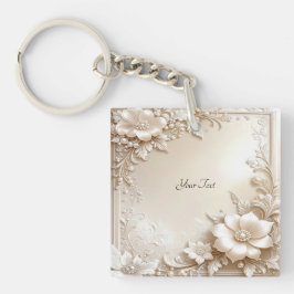 Ivory Flowers Keychain