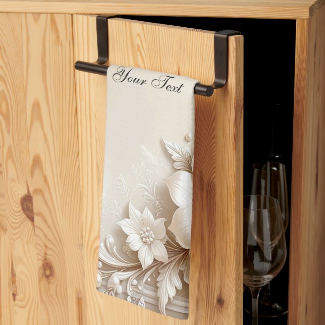 Ivory Flowers Kitchen Towel Kökshandduk (Thirds Fold)
