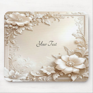 Ivory Flowers Mousepad Musmatta