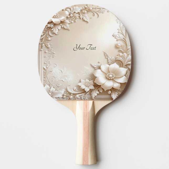 Ivory Flowers Ping Pong Paddle Pingisracket (Framsidan)